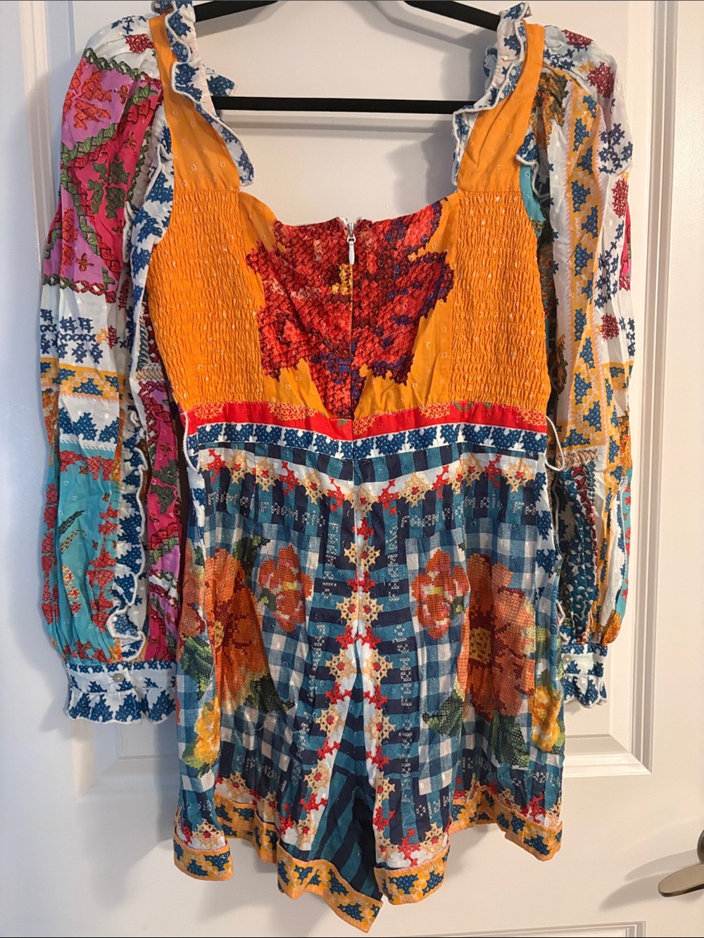 FARM Rio Bright Multicolor Floral Patchwork Romper - Picture 9 of 12